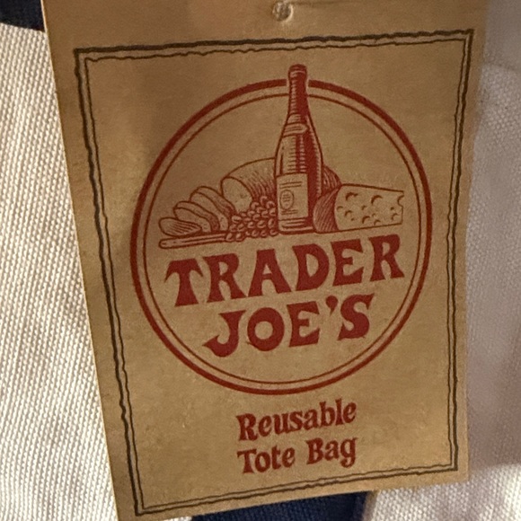 Trader Joe’s Navy and White /Off White Tote Bag NWT - Picture 3 of 4